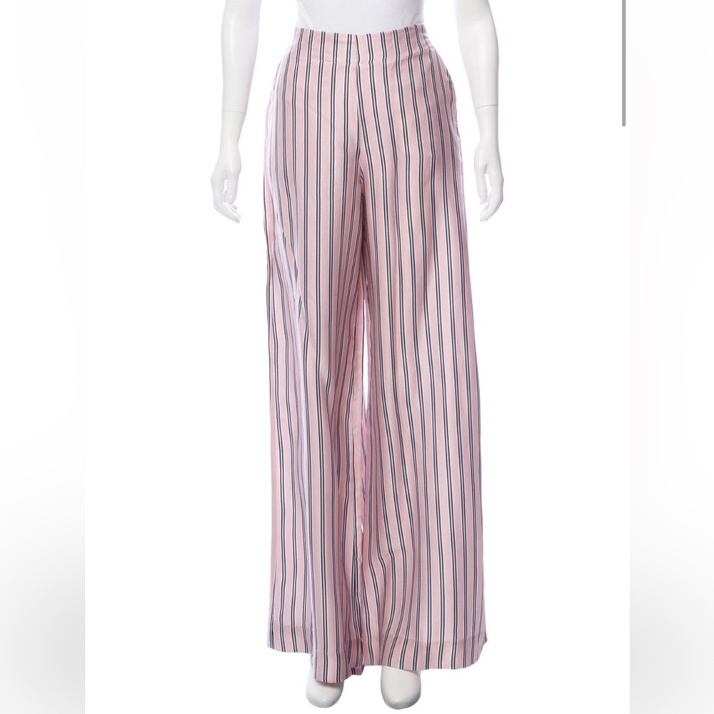 Striped Pink and Black Wide-Leg Pants